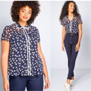 ModCloth defined as delightful sheer floral blouse 2X